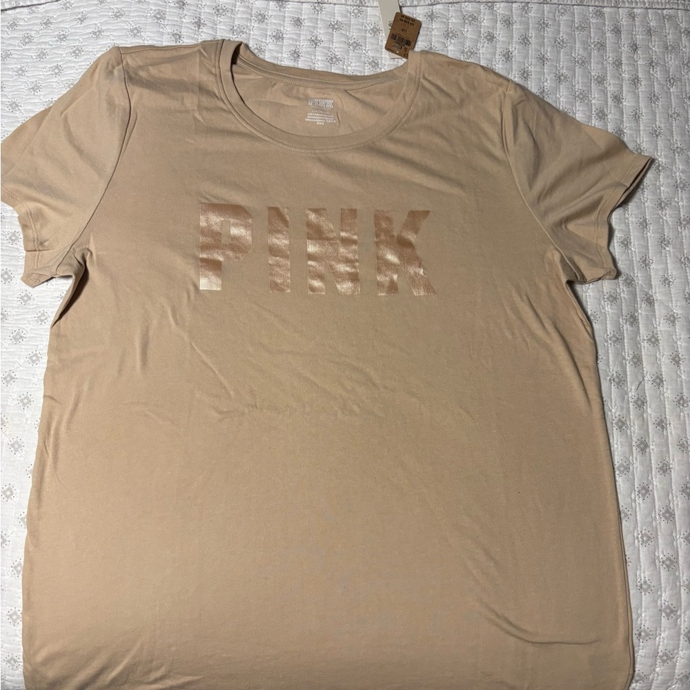 Victoria's Secret PINK Beige Short Sleeve Tee
